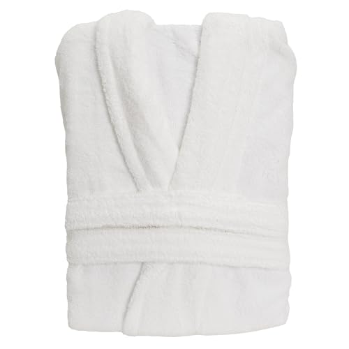 LA MALLORQUINA Albornoz de Rizo - Basic LMQ - Unisex 100% Algodón cardado de 370 gr/m2 | Ideal para Baño, Pisicina, Hoteles, Spa (FR/ES, Letras, M, Regular, Regular, blanco)