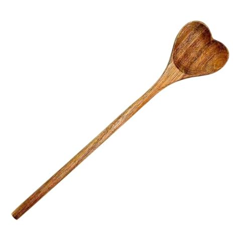 Mikily’s Wooden Heart Shaped Serving Spoon Set with Honey Stir Ladle Small Cooking Utensil for Coffee Soup Mixing Ideal Mothers Day Gift and Housewarming Kitchen Accessory Cover