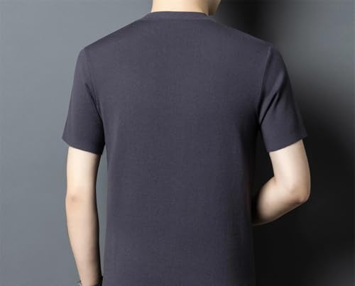 Men Spring Autumn Casual Wool Basic Clothes Slim Mock Neck Jumper Short Sleeve Male Knit Tops2