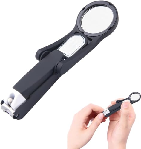 虫眼鏡付き爪切り,握りやすい爪用飛散防止カッター - 家庭、サロン、マッサージ店、旅行、出張用の目の疲れを軽減する手動ネイルトリマー