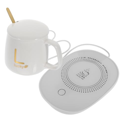Cabilock 1 Set USB Thermostat Coaster Warmer Cup Office Warming Mug Heating Heated Mug Work Desk Coffee Mug Heater Hot Plate for Coffee Mug Warming Pad for Coffee Mug Tempered Glass White