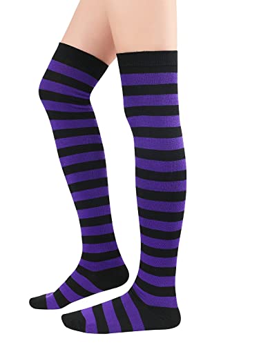 Image of Century Star Thigh High Socks Striped Extra Long Tube for Women Over the Knee Athletic Sports Socks Plus Size Stockings