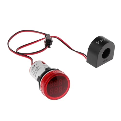 交流電圧表示デジタルLED電圧計 22MM AC50-500V 0-100A デジタル LED 電圧計 電圧計 インジケーター パイロットライト 電流計 電流計 電流テスター 2 in 1 CT付き(Red)
