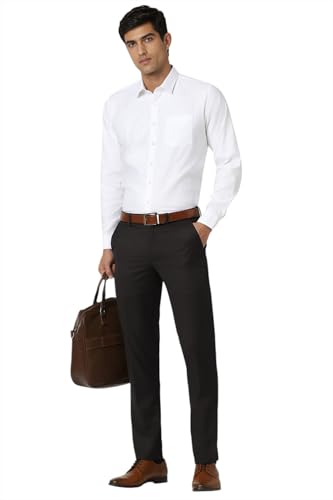 Image of Van Heusen Mid Rise Solid Formal Trouser for Men|Slim Fit |Plain Formal Pants |Flexible Waistband |Stretchable Pants |