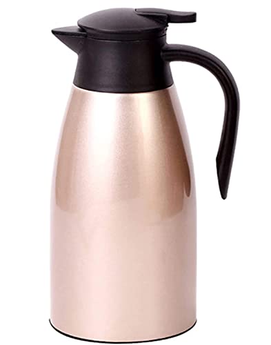 Webao Verseuse isotherme en acier inoxydable - 2 L - Fermeture rapide - Double paroi - Pour thé et café - Doré