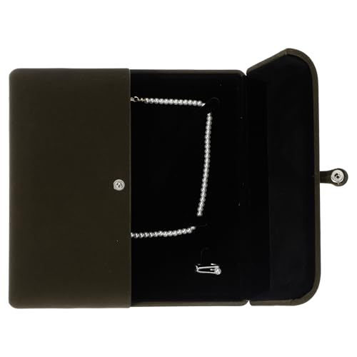 sourcing map Juego de joyas de terciopelo, caja de regalo pequeña para viajes, anillos, aretes, collares grandes, estuche de almacenamiento para bodas, viajes, aniversario, San Valentín (café marrón)