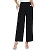 wkwmrpet Casual Black Trousers Women Lounge Business Pull on Pants Elastic Waistband in The Back Work Office Pantalon L