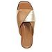 Vionic Women's Poppy Miramar Slide Comfortable Flat Sandals- Supportive Dressy Sandals Comfort Shoes Camel & Gold Leather 6 Medium