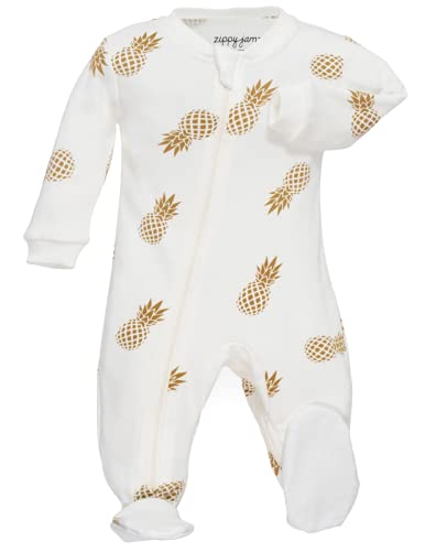 Image of zippyjamz – Zipper Organic Sleeper Footed Onesies Sleeper Baby Pajamas with Inseam Zipper