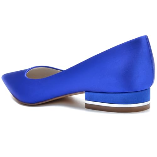 Women's Pointed Toe Satin Wedding Dress Shoes Slip on Bridal Ballet Flats Evening Prom Party Pumps4