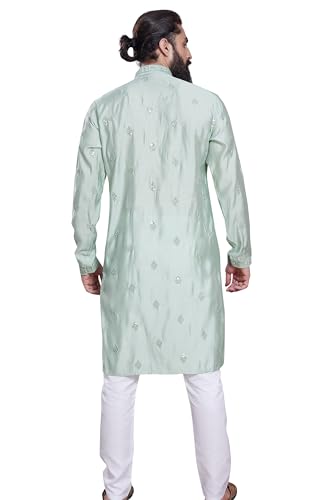 Image of DIVISIVE Men's Embroidered Cotton Silk Blend Only Slim Fit Kurta