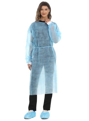 Disposable Isolation Gown Polypropylene Lab Gowns Knit Cuff Long Sleeve Pack of 15 - Image 6