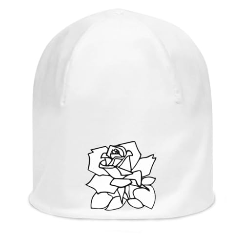 Bonnet extensible Retro Rose blanc mince coton unisexe pour adulte taille unique
