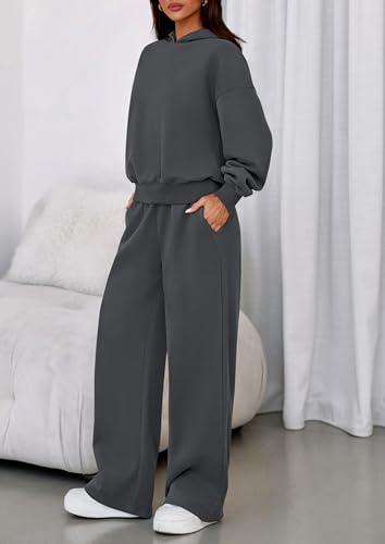 Image of PRETTYGARDEN Womens Sweatsuits 2 Piece Set 2026 Casual Winter Long Sleeve Hoodie Loose Wide Leg Sweatpants Fall Tracksuit
