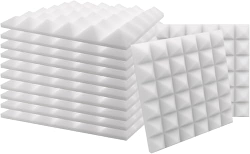 SK Studio 12 Stück Akustikschaumstoff Noppenschaumstoff Akustik Schaumstoff Schall Dämmung für Tonstudio Schallabsorbierende Dämpfungswand Schaumpyramide 30x30x2.5cm, Weiß