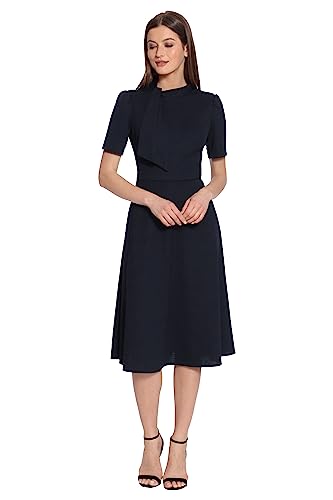 Image of Maggy London Women's Crepe Fabric Flight Attendant Bow Neck Tie Short Sleeve A-line