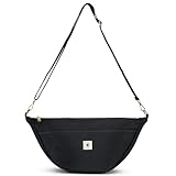 Canvas Moon Bag Damen mit Innen & Außentasche | Perfekt als Crossbody Bag mit verstellbarem Gurt | Umhängetasche Damen auch als Kinderwagen Organizer geeignet | Größe large & small (Schwarz, large)