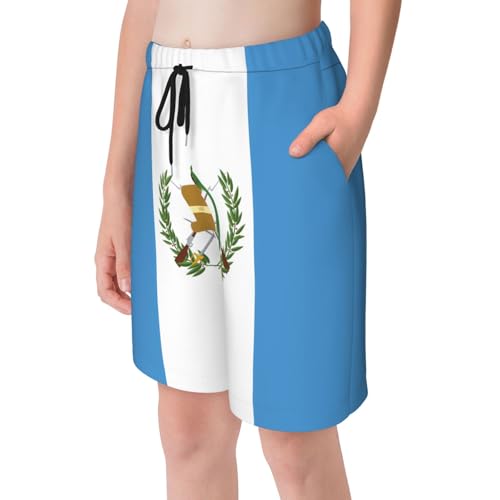 Flag of Guatemala Youth Beach Pants, Soft and Breathable, with Drawstring Waist, Suitable for Sports and Leisure.4