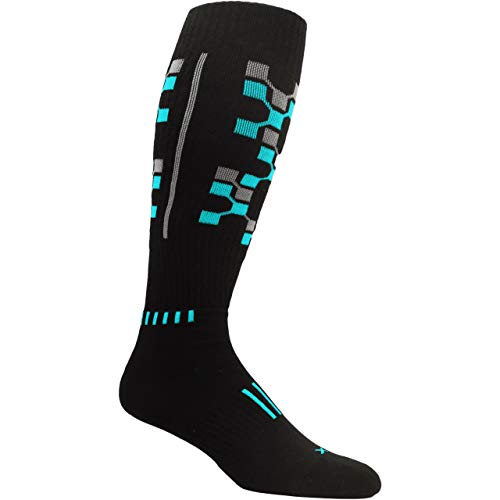 Black with Cyan and Gray Matrix Premium Cushioned Fitness Sock