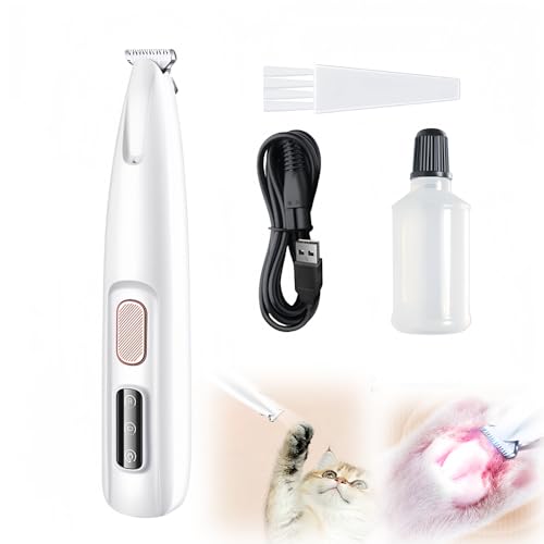 ANYSENT Dog Paw Trimmer, 2025 New Pet Micro Precision Trimmer Multifunctional Dog & Cat Hair Shaver,MicroPrecision Pet Hair Clippers with LED Light Low Noise for Grooming (White/1 Set)