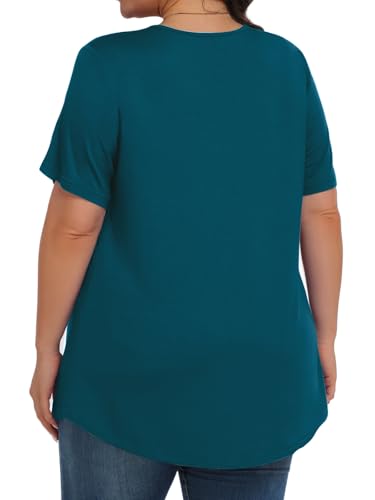 Image of Tencede Womens Plus Size Tops Tunic Short Sleeve Crew Neck Shirts Casual Soft Blouse 1X-5X