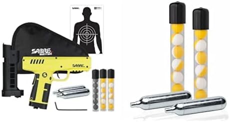 SABRE Home Defense Projectile Launcher, Large Size with (7) 0.68 Cal. Impact Projectiles, 40% More Stopping Power for Extra Home Protection, Holds Up to 7 Projectiles