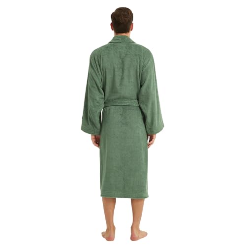Pure Cotton Terrycloth Robe for Men,100% Cotton Bathrobe Towel with Long Sleeve Cozy Soft Plush Shawl Collar,One Size4