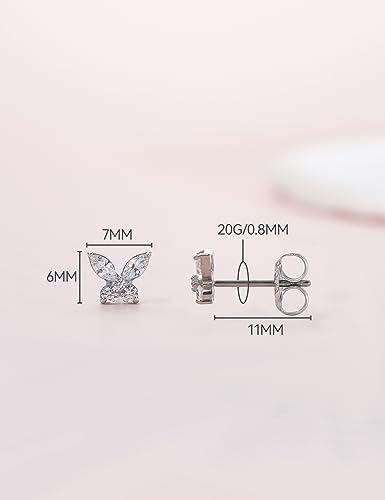 Limerencia F136 Pure Titanium Hypoallergenic Earrings Dainty Butterfly CZ Cluster Minimalist | G23 Implant Grade Piercing Fashion Jewelry For Sensitive Ears3