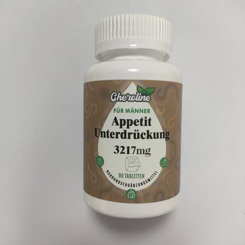 Natürlicher Appetitzügler & Fettverbrenner für Männer, 3217mg pro Portion Glucomannan Hochdosiert mit Grüntee, Chitosan, Forskolin & Cayenne, Keto Geeignet, Langanhaltende Sättigung, 90 Tabletten