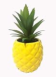 Pretty Home Porcelain Potted Artificial Succulent 7.8' Faux Plants Pineapple Ananas (Yellow) Home Room Office Tabletop Decor Kitchen Accessories Indoor Outdoor