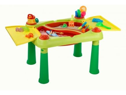 Jeu de Plein air Enfant - Table de Jeux Vert et Rouge Eau et Sable - Set Table d activités Premier âge et Carte Animal