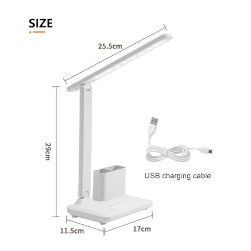 Image of Kimee LED Study Light for Desk with Stationery Organizer & Mobile Holder - Cordless Table Lamp for Students & Work from Home - 3 Modes Eye Protection Reading Lamp (Strip, Regular)