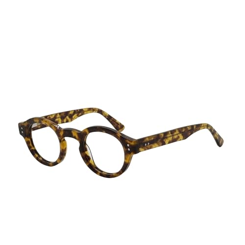 Round Vintage Tortoise Shell Eyeglass Frames, Classic Retro Style, Acetate