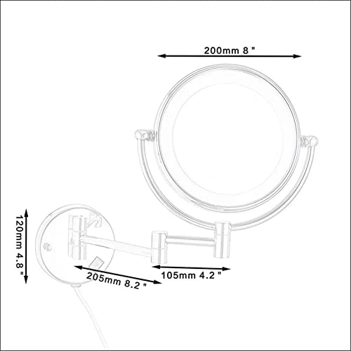 Miroir de maquillage mural double face pivotant et miroir de rasage extensible - 8