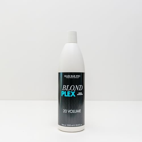 HAIR BAR NYC 20 Volume - Blond Plex Anti-Yellow Porfessional Lightening System for Charcoal Hair Bleach - Violet Developer with Plex, Reduce Brassy, Eliminates Orange Tones 33.8oz/1lt