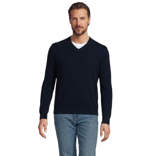 Image of Lands' End Men's Fine Gauge Cashmere V-Neck Sweater