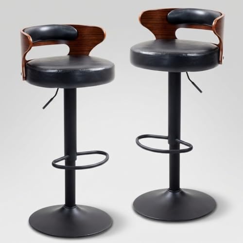 Recopilación de Sillas Bar para comprar hoy. 45 HOMEMAKE FURNITURE Juego de 2 Taburetes de Bar, Bancos para Barra de Cocina, Giratorios y Ajustables, Asiento de PVC, Respaldo de Madera Curvada, Ideal para Desayunador, Comedor,...
