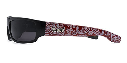 Locs Dark Lens Original Gangsta Shades Hardcore Men's Sunglasses - Red Bandana Print3