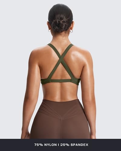 Image of Aoxjox Women's Satara Low Impact Sports Bra | chic front twist, widened cross straps, medium support,breathable fabric, workout fitness yoga crop tank, gym essential