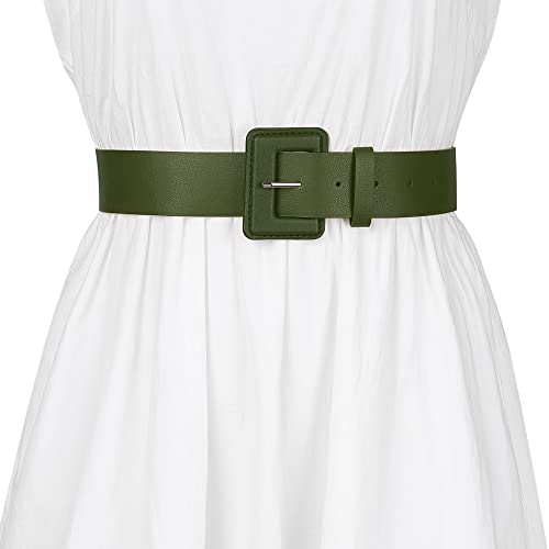 Allegra K Ladies Plus Size Pure Belts, Adjustable Rectangle Buckle Wide Waistband Belt for Dress4