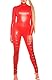 Koucla Sexy Long Catsuit im Leder-Look mit Turtle-Neck und Deko Schnürung S/M