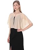 Baoqiya Chiffon Capelet Bridal Capes Soft Shawls and Wraps for Dresses Women AccessoriesChampagne1
