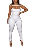 MVKV Women's Sexy Bodycon Jumpsuit Rompers One Piece Outfits White L