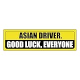 ROMITOP Asian Driver Bumper Sticker - Caution Sign [11.5'x3']
