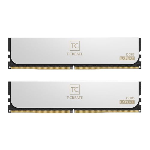 Image of TeamGroup T-Create Expert 2x16GB 6000MHz (6000MT /s) CL38 White 32GB DDR5 RAM Kit, Desktop Memory, Metal Heatsink, 10Layer PCB For Overclocking, ECC, XMP 3.0 /EXPO, For Intel /AMD CPU, Low Latency Module