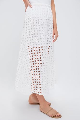 Women Flowy Summer Eyelet Maxi Skirt Hollow Out High Waist Long Skirts Embroidered A-Line Beach Skirt with Underneath4