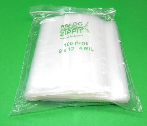Reloc Zippit Beutel, 22,9 x 30,5 cm, transparent, 4 mm, wiederverschließbar, dick, strapazierfähig, mit Reißverschluss, 100 Stück JTS