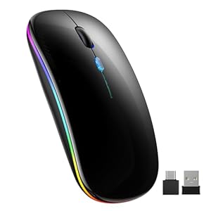 TECKNET Kabellose Bluetooth Maus (Bluetooth 5.1 + 2, 4 GHz USB), Wiederaufladbare RGB Dual Mode Maus Kabellos, 1600 DPI Optische Abtastung Funkmaus für Laptops, iPads, Desktops und Macs, Schwarz