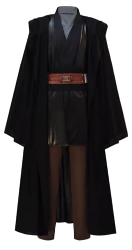 Goecjnvm Men Anakin Skywalker Cosplay Jedi Tunic Jacket Belt Pants Robe Cape with Gloves Halloween