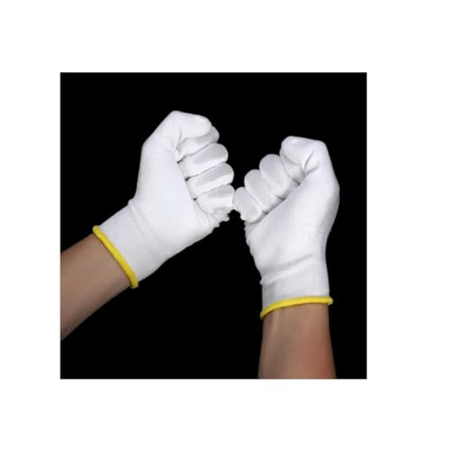 Image of Multipurpose Nylon Anti Cut PU Nitrile Coating Work Safety Gloves, Hand & Fingers, Gardening, Mechanical, Construction, Agriculture & Automotive - Durable & Comfortable (WHITENYLON-5PAIR)